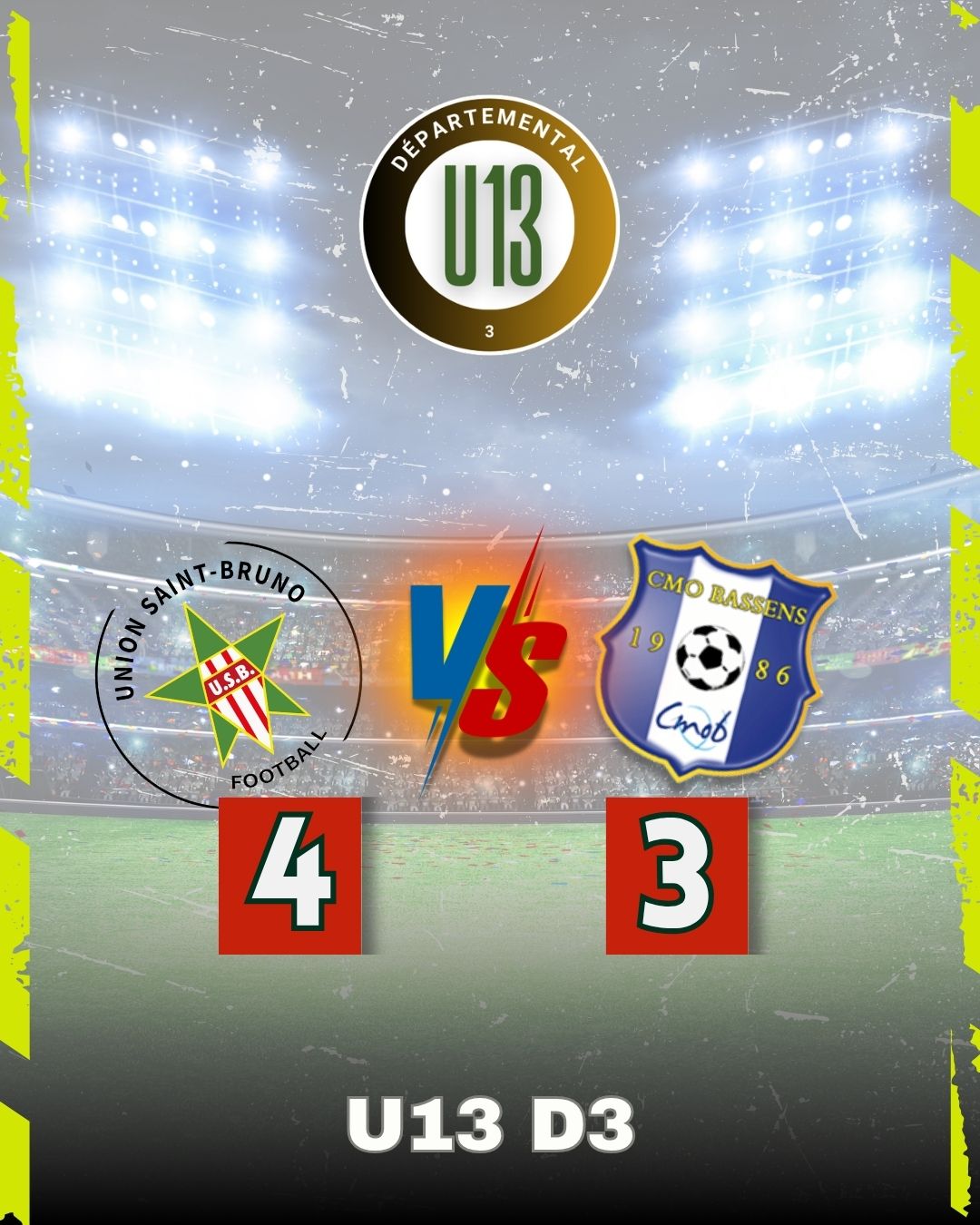 Bonne réaction resultats U131 match bassens